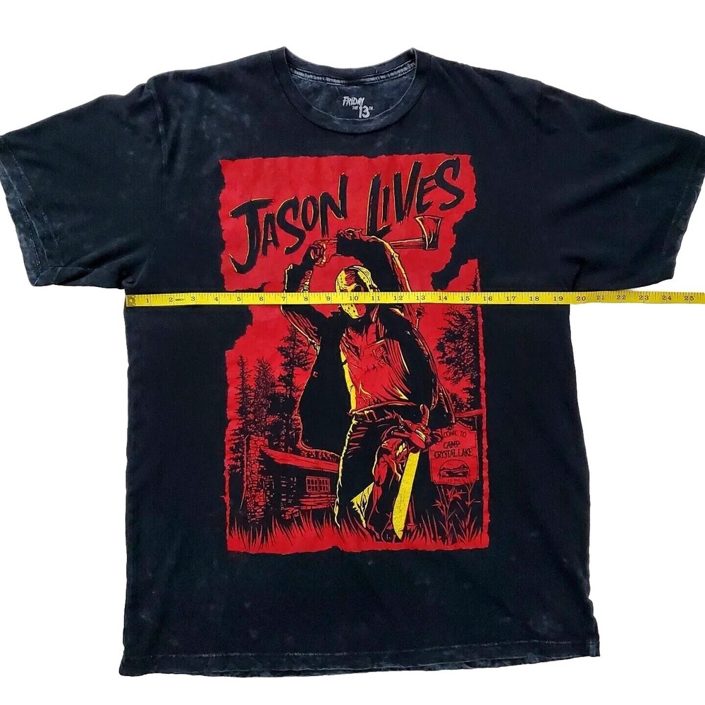 Friday The 13th (Mens Medium) Black Short Sleeve Graphic T-Shirt Jason Lives Tee - Picture 6 of 6